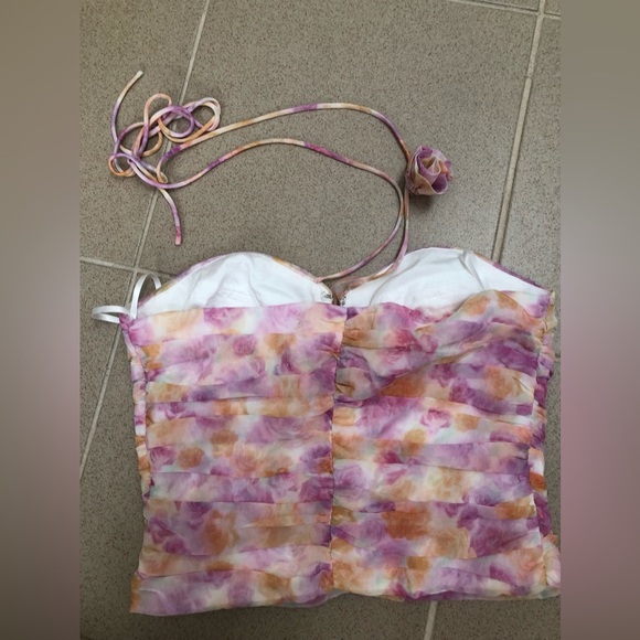 Magda butrym Jennie blackpink flower pink halter top size small - Picture 16 of 16